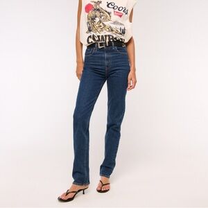 Abercrombie Ultra High Rise 90s Straight Jean dark wash